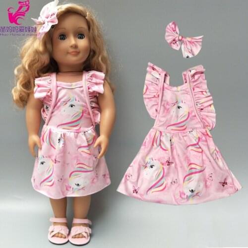 New born Bebe Doll pink bow dress for 18 inch girl doll sequin dress doll clothes