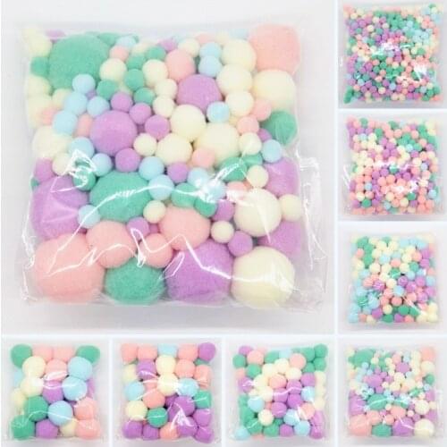 Mix Size Pompoms 8-30mm Mulit Colors Soft Pompone Fur Kids DIY Craft Toys Pom Poms Wedding Decoration Sewing Accessories 20g/lot