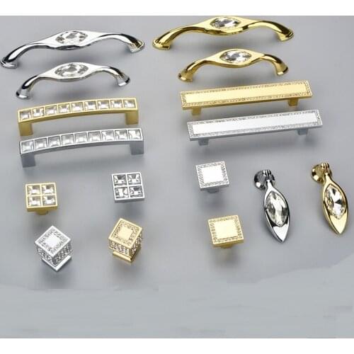 2Pcs/Lot K9 Crystal Zinc Kitchen Handle Handles Pull Pulls Knob Knobs Cupboard Cabinet Closet Furniture