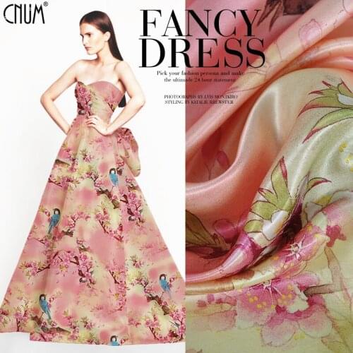 CNUM SW046 Silk Wool/Blue Magpie & Peach Blossoms/ Silk Fabric 35% Silk 65% Australian Wool/Width1.48yd Thickness 40mm