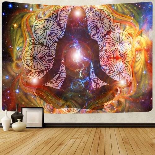 Simsant Meditation Tapestry Mandala Bohemian Yoga Chakra Art Wall Hanging Tapestries for Living Room Home Decor Banner