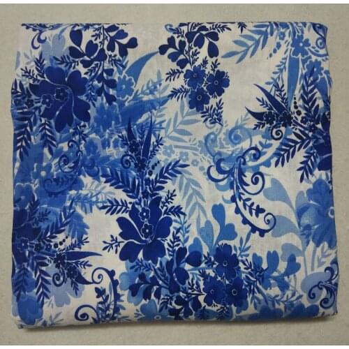 50x105cm Traditional Blue & White Flower Leaf Printed Cotton Fabric Floral Fabric Patchwork for Cloth Dress Party Home Decoratio