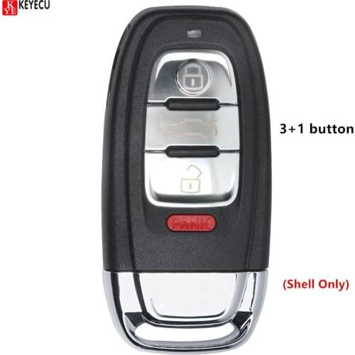 Replacement 3+1 button Smart Remote Key Shell Case Fob for 2014-2015 A3 A4 A5 A6 A8 Quattro Q5 Q7 A6 A8 (Shell Only)