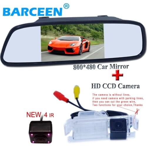 New 5" Screen Car Rearview Monitor Mirror+car backup camera for Kia K2 Rio hatchback ceed 2013/For Hyundai Solaris(verna)
