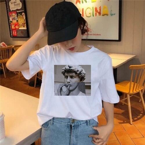 Women T-shirt David statue T-shirt Aesthetic Fashion Girl 90s T-shirt Harajuku Ulzzang Print Graphic Summer T-shirt Top Female
