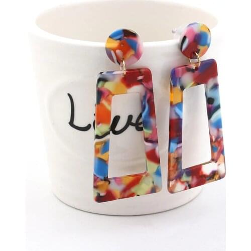 Ahmed Big Vintage Earrings for Women Geometric Statement Earring 2019 Acetate plate Earing Hanging fashion jewelry trend