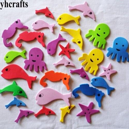 1bag/LOT.Ocean animal foam stickers Scrapbooking kit Early learning educational toys Color animal learning Kids room decoration