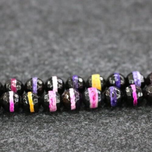 10mm 38pcs/lot, TOP Quality ! Black Faceted Handmade Loose Spacer Round Ball Stone Beads Bracelet DIY Jewelry Making