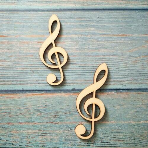 10pcs Wooden Music Note Treble Cleffs Shape Art Projects Craft Ornament Decoration Gift Decoupage Laser Cut Melody Tags