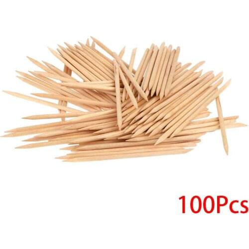 100Pcs Orange Wood Sticks for Cuticle Pusher Cuticle Remove Tool forks for nails Manicures Tools 11cm Nail Dead Skin Pusher