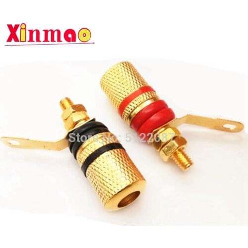 2pcs Gold Plated Amplifier Speaker Terminal Binding Post Banana Plug Socket Connector Suitable for 4mm banana plugs
