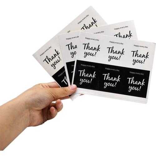 30pcs Creative Square Thank You Seal Sticker Black and White Self Adhesive DIY Decorative Birthday Gifts package sticker