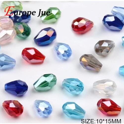 Top quality 10*15mm Waterdrop Faceted Austrian crystal beads 50pcs Teardrop glass Loose bead for jewelry making bracelet Diy