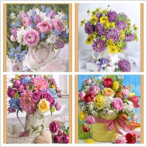 5d Diamond Painting Plant Flower Peony Flower Diy Diamond Cross Stitch Full Circle Resin Fantasie Huacan Painting 30*40cm