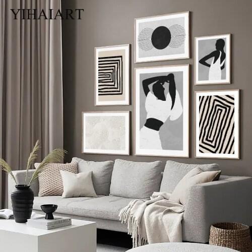 Abstract Graphic Line Drawing Canvas Poster Black White Women Wall Art Print Nordic Painting Simplicity Picture Modern Home Deco
