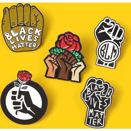 Black man raised unity fist alloy brooch pins Black lives matter badge enamel backpack lapel pin Badge Jewelry Gifts for Friends