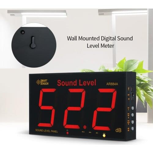 SMART SENSOR Digital Sound Level Meter LCD Wall Mounted Noise Meter 30-130dB Measurement Range Diagnostic Tools