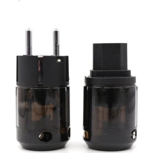 Hifi audio 2pair P004E +C004 Rhodium plated EUR schuko AC EU power plug C004 IEC power connector