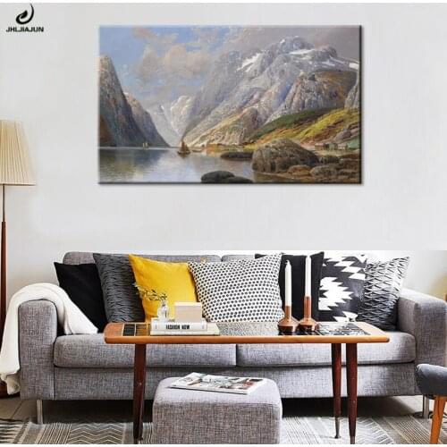 JHLJIAJUN Kitchen Canvas Painting Valley River Ship Nordic HD Wall Art Print And Poster For Bedroom Dining Living Home Decor