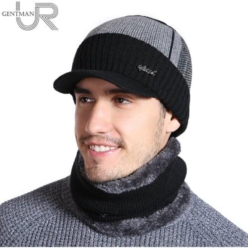 Unisex Warm Winter Hat Fashion Winter Beanie Hat For Men & Women Winter Beanie Wool Fur Scarf Cap Thick Visor Knitted Hat