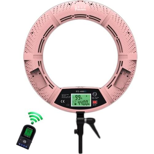 Yidoblo Pink FE-480II Photo Studio Ring Light LED Video Light Lamp LCD Screen Display RC Photographic Lighting 96W 5500K