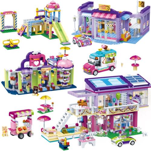 Friends Series Villa Party Building Blocks Friendship House Restaurant Ice Cream Car With Figures Bricks Toys For Girls Gifts