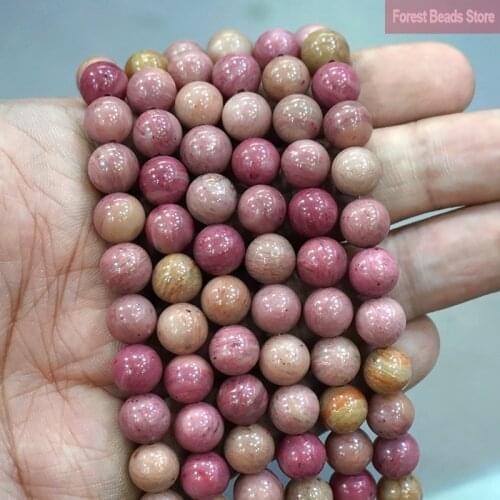 Natural Stone Red Rhodonite Round Loose Spacer Beads for Handmade Jewelry Making DIY Bracelet Charms Accessories 4/6/8/10/12mm