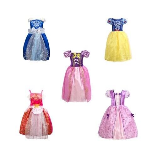 Summer Girls Snow White Dress Aurora Cinderella Sleeping Beauty Rapunzel Sofia Princess Baby Girl dresses cosplay costume