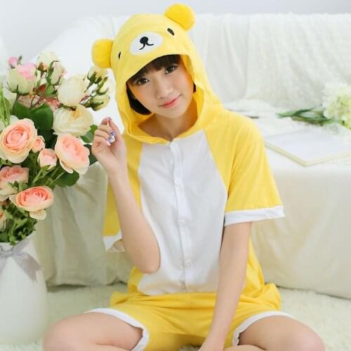 Boy Girl Summer Cotton Pajama Kigurumi Rilakkuma Bear Pijama For Women Men Onesie Animal Anime Family Sleepwear Cosplay Pyjama