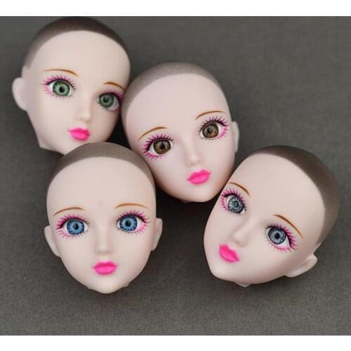 New 1/6 Dolls Head for 30cm Doll Toys Cute 3D Green Blue Eyes Female Doll Head Body No Hair Girl Toy For Girls