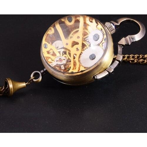 New Watch Steampunk Lovely Cute Retro Unisex Mechanical Hand Wind Pocket Watch Antique Ball Designer Stylish Fob Watch