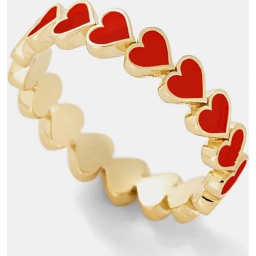 2021 Adorable Colorful Enamel Heart Surrounded Stacking Gold Rings for Women Minimalist Jewelry for Women Best Friend Mens Ring