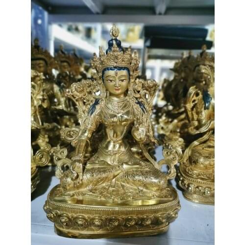 Wholesale Buddhist Item Tibetan Buddhism Gilding Bodhisattva White Tara Guanyin Buddha statue bless Safety Health luck large
