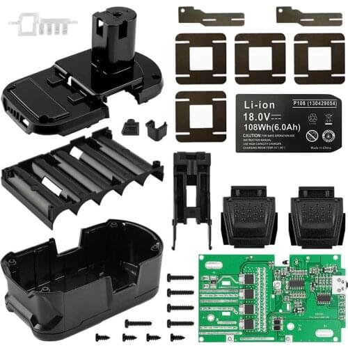 P108 10*18650 Li-ion Battery Plastic Case Charging Protection Circuit Board PCB Box For RYOBI 18V P103 P118 BPL-1815 1820G ONE