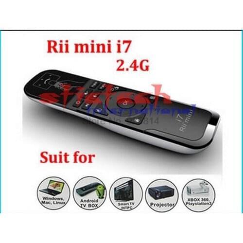 By dhl or ems 50pcs Mini i7 2.4G Wireless mini Gaming Fly Air Mouse Remote Control for Android TV Box X360 PS3 Smart PC