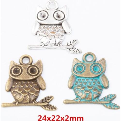 35 pieces of retro metal zinc alloy owl pendant for DIY handmade jewelry necklace making 7775