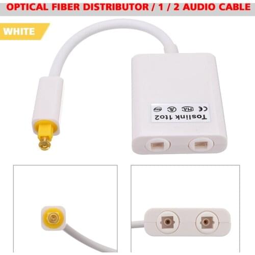 Pohiks 1pc White 1 to 2 Digital Optical Audio Splitter High Quality 24K Gold Connectors Adapter Cable For CD/DVD Player