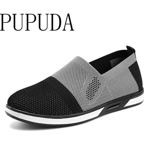 PUPUDA Trend Men Casual Shoes Breathable Sport Sneakers Lightweight Slip On Men Loafers Comfy Shoes Male Summer Men Sneakers