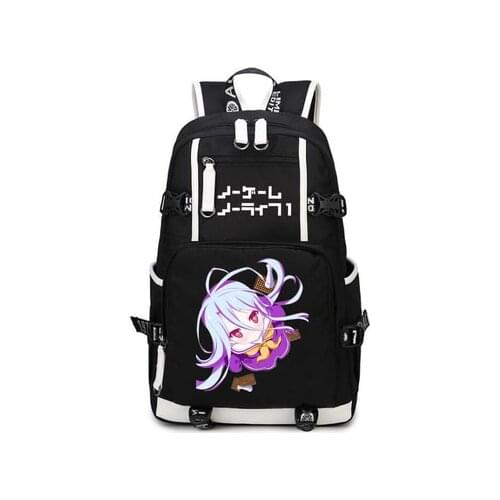 NO GAME NO LIFE Backpack For Teenagers Cosplay Canvas Capacity School Bag USB Travel Laptop Mochila