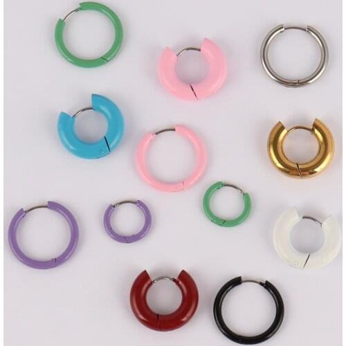 Stainless Steel Earrings Small Woman Earrings Round Circle Earring Thick Hoop Earrings For Women Colour Earring Men Hoop Jewelry