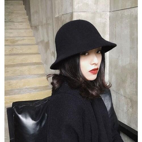 Hat Woman Autumn And Winter Fisherman Hat British Style Retro Style Furry Thick Basin Hat Japan And Korea Style, Bucket Hat