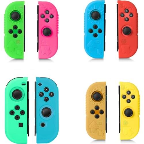 1Pair Controller Cases Silicone Protective Cover Replacement Green Blue for Nintendo Switch Joy Con Controllers