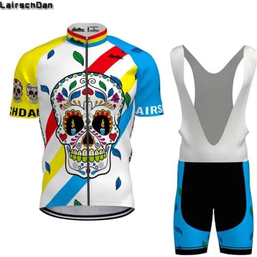 SPTGRVO LairschDan funny skull men/women cycling clothing bike outfit bicycle clothes cycle jersey set cyclist suit mtb dress