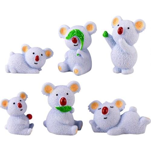 6Pcs/Set Koala Figurine Decoration Craft Miniature Model Home Decoration Cute Accessories Desktop Garden Decoration