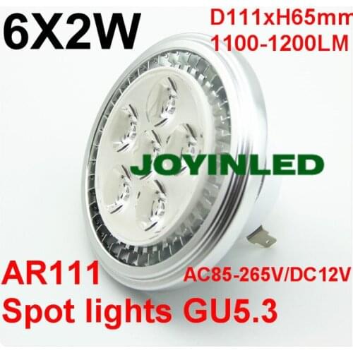 LED High power AR111 6x2W 12W GU53 AC85-265V,COB LED SPOT LIGHT replace 120W halogen.warm white/cold White+External Drive