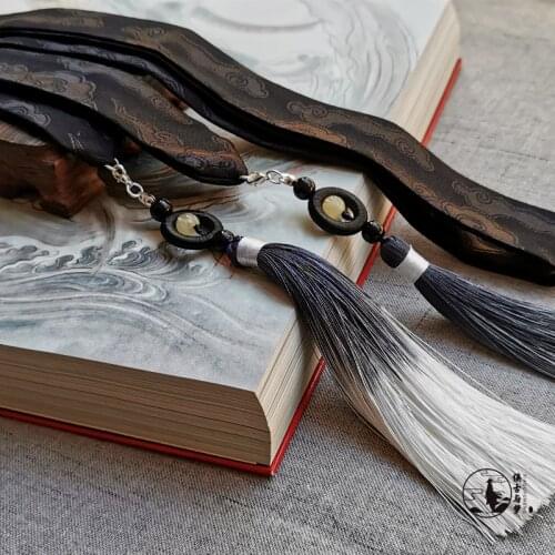 Vintage Ancient China wuxia hanfu black brown man woman Headband Hair ribbons accessories Headwear