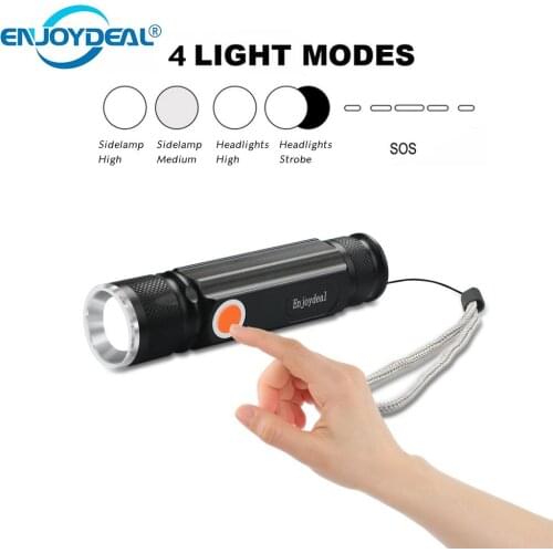 Waterproof Zoom Flash Light T6 COB LED Flashlight USB Rechargeable Torch Lamp 4 Mode penlight Outdoor Fishing Camping Lantern