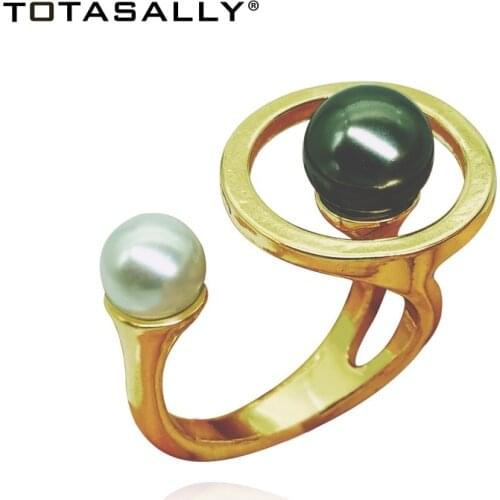 TOTASALLY Fashion Finger Ring for Women imitation pearls Circle Top Rings Ladies Rings Jewelry Gifts anillos de mujeres Dropship