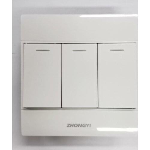 ZHONGYI 3 Gang 1 Way Light Switch Panel 86mm