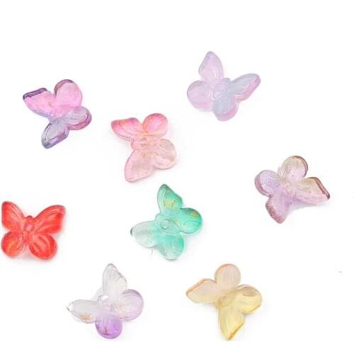 11*9.5mm Small Butterfly Shape Lampwork Beads Multi Gradient Color Glass Beads 10pcs For Jewelry Making Handmade DIY Accessories
